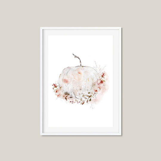 Pumpkin Print | Autumn Decor Art Prints Wall Seasonal Floral