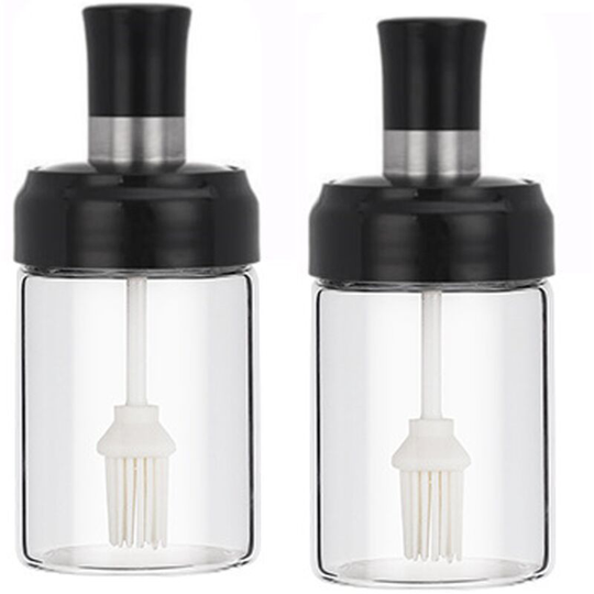 Pesce - Sauce Jar Transparent Glass Combination Spoon with Lid Canisters Storing Seasoning Spices Salt Sugar shape2