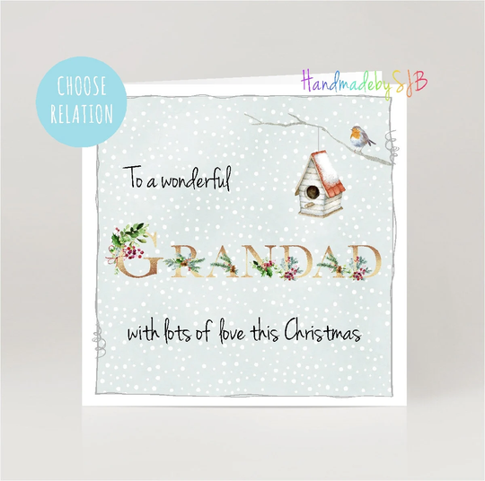 Grandad/Grandpa Christmas Card, "To A Wonderful' Greeting 6" X 6