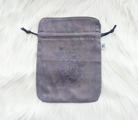 Lavender Mystic Moon Tarot Bag - Oracle Deck Pouch, Crystal Carrying Case, Magic Bag, Deck, Holder, Drawstring Medicine Pouch