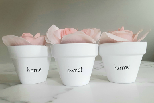 Set Of 3-Home Sweet Home Terracotta Pots-2.75 Inch, Clay Planters, Succulent Terracotta Pots, Decoupage Housewarming Gift