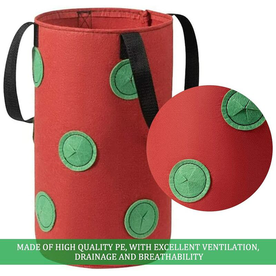 Gallon Strawberry Planting Bag, Strawberry Grow Bags, Hanging Plant Bags with 12 Holes, for Strawberries, Herbs, Flowers, 20x35CM (Red)