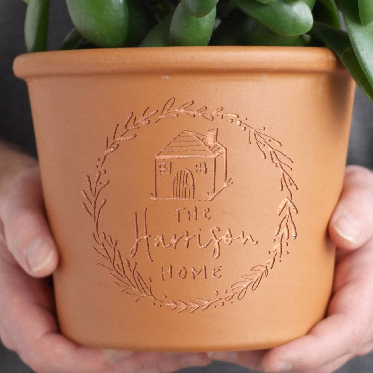 Engraved Family Home Flower Pot, Garden Accessory For A New Home, For Housewarming, Wedding, Birthday, Anniversary - Perfect Bespoke Gift