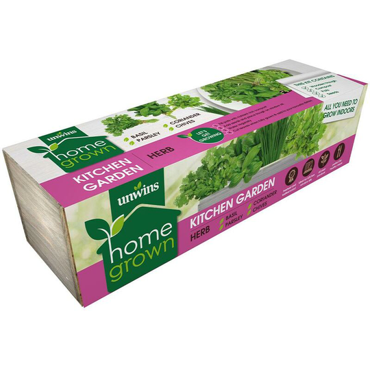 Herb Kitchen Window Indoor Garden Wooden Planter Box Growing Kit Basil - Unwins