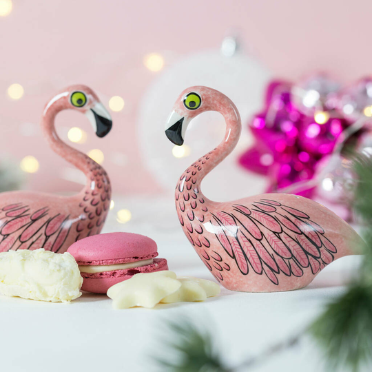 Handmade Ceramic Flamingo Salt And Pepper Shakers
