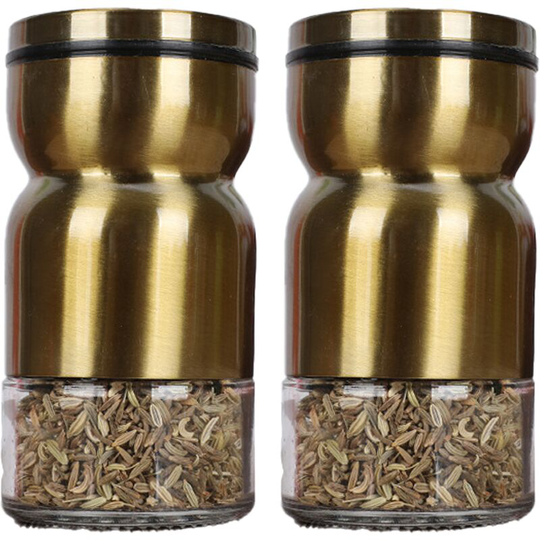 Stainless Steel Glass Seasoning Bottle Seasoning Jar Home Kitchen Cooking Bottle Pepper gold