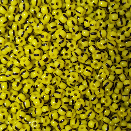 7/0 Czech Preciosa Glass Stripe Seed Beads, Yellow/Black | Col 83500 - 20 Grams