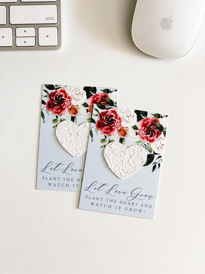 Grownotes™, Let Love Grow Favor Cards, Garden Sky, Mailable Favor, Mini Seed Paper Plantable, Wallet Size, Wedding Shower Favors, #47
