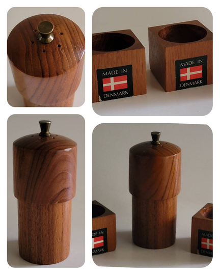 Vintage Denmark Peppermill & Salt Top 2 Egg Cups Set/ Denmark/Midcentury Modern/Teak/Complete Set/Danish/Home Decor/Free Shipping