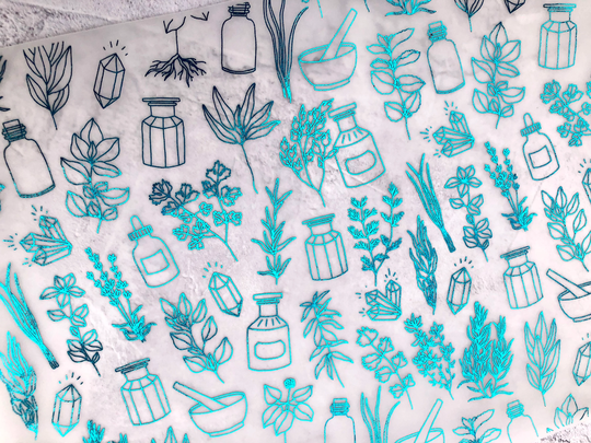 Herbs, Apothecary, Herbal Foiled Acetate, Vellum, Printed White