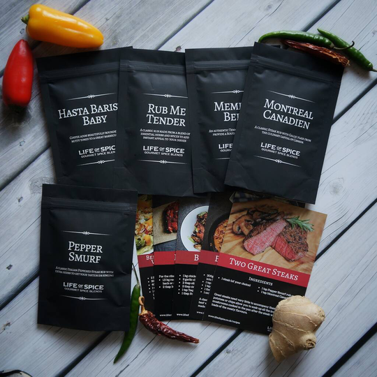 Great With Steak! Five Gourmet BBQ Rubs Gift Set