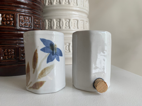 Beautiful Art Pottery Cape Breton Vintage Salt & Pepper Shakers Hand Painted