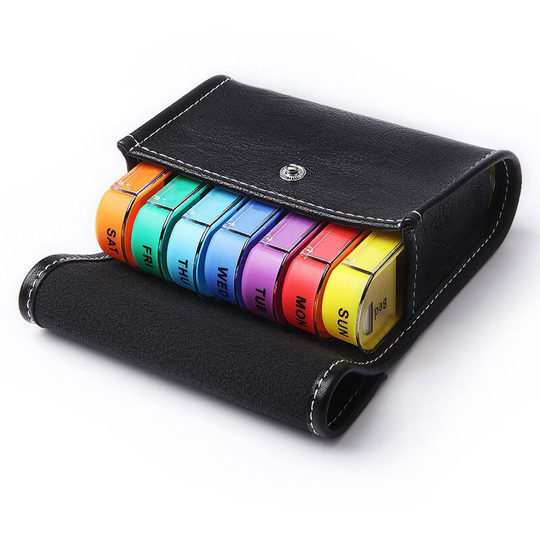 Pill Organizer for Travel Weekly Pill Box 7 Day Pill Case Daily Medicine Organizer 7 Compartments Pill Container Portable Travel Container for