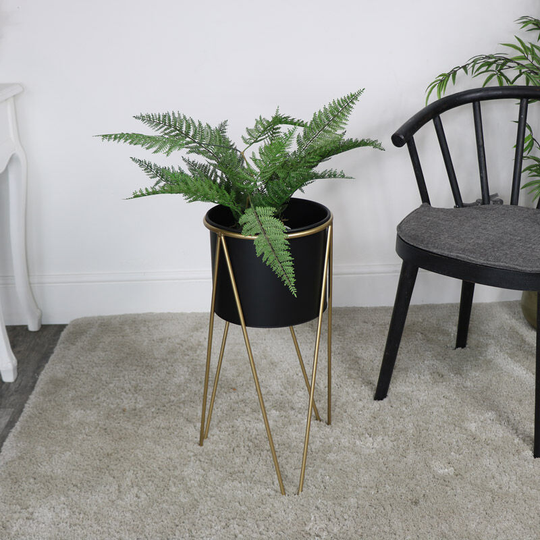 Melody Maison - Large Black & Gold Planter - Black, Gold
