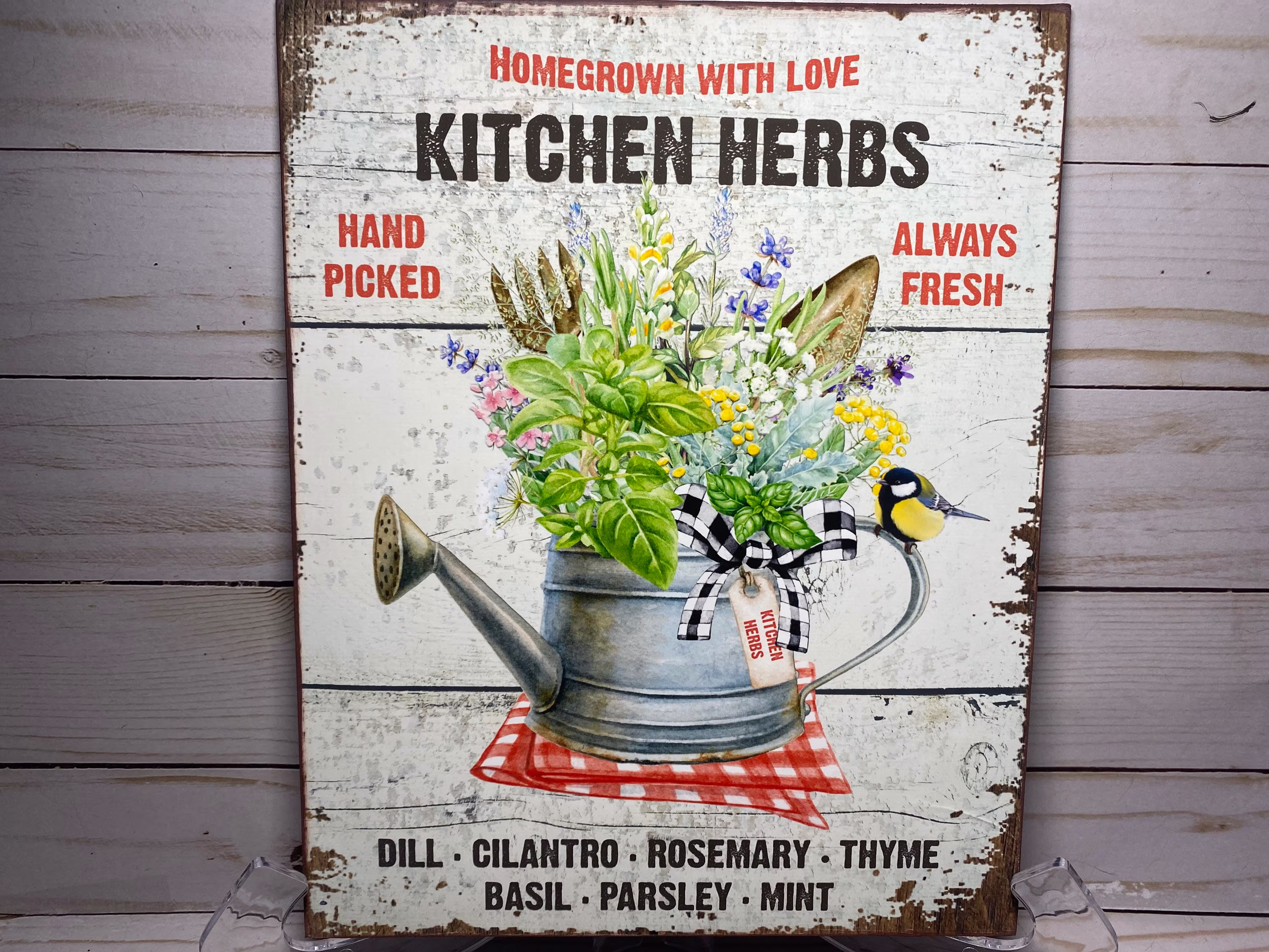 Kitchen Herb Wall Art/Herb Decor/Farmhouse Rustic Home Decor/Herb Sign For