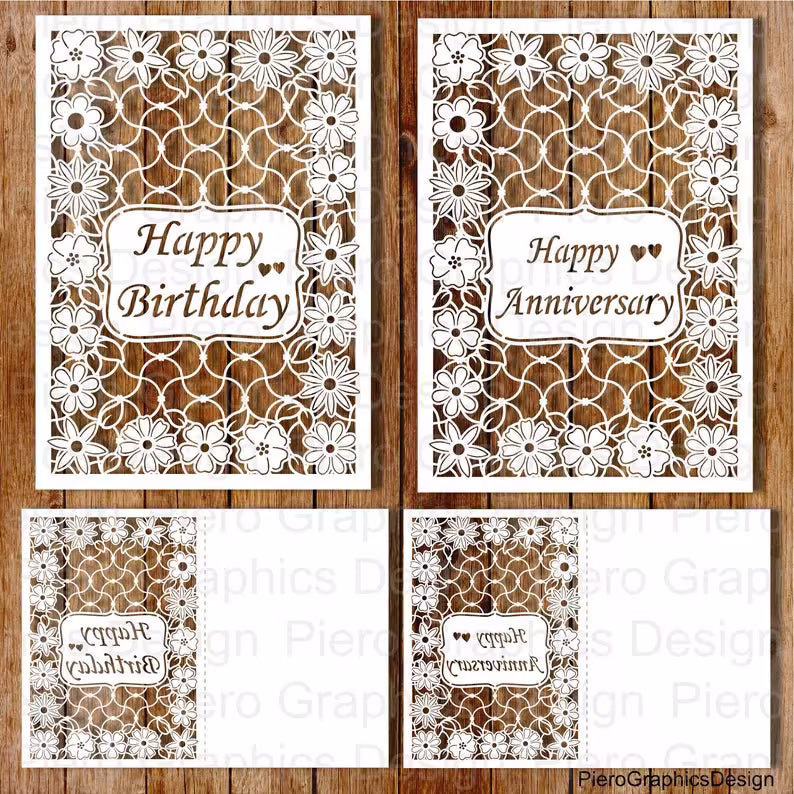 Flower & Lace Cards - Birthday, Wedding Anniversary, Mother's Day, Thank You, Seasons Greeting Card