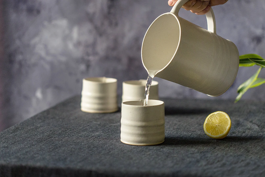 Ceramic Pitcher Set, White Pitcher Set, Serving Pitcher, Handmade Water Stoneware Pottery Set