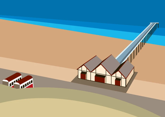 A3 Ltd Edition Giclee. Salt Burn Pier. Minimal Contemporary Archival Art Print, Inspired Modernist Design - By Ian Mitchell