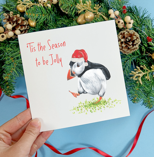 Jolly Puffin Christmas Card | Tis The Season To Be