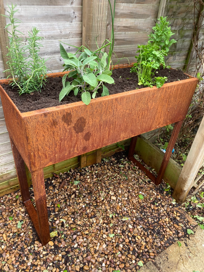Weathered Steel Trough - Weathered Planter Flower Herb