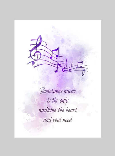 Music Notes Quote Art Print Sometimes Music Is The Only Medicine Heart & Soul Need, Gift, Wall Art, Home Decor