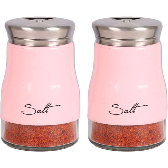 Salt And Pepper Shakers Set, Kitchen Decor, Glass Salt And Pepper Shakers Set, Cute Salt Shaker pink