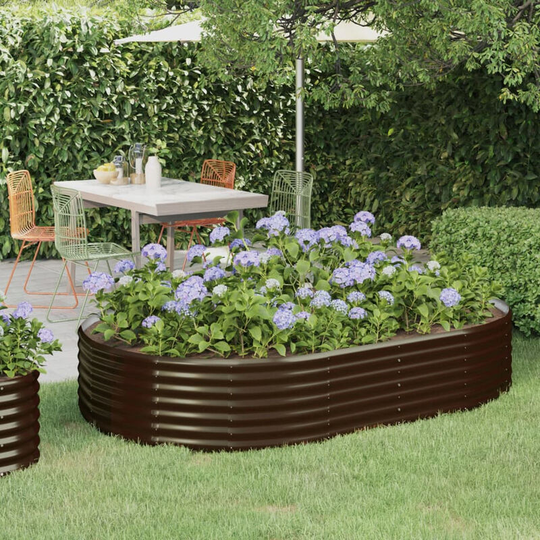 Asupermall - Garden Planter Powder-coated Steel 214x140x36 cm Brown