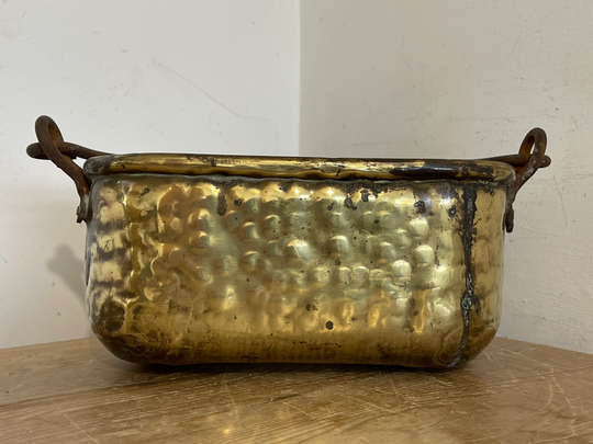 Vintage Brass Trough With Cast Iron Handle