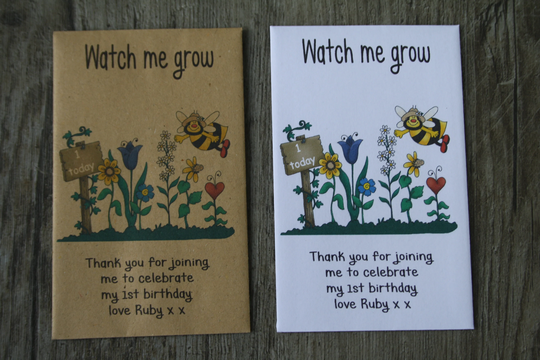 35 Personalised Any Age Garden Seed Packets Envelopes Seeds Favours Keepsake Butterfly Bees Birthday Party 1st 13Th 16Th 21st 30Th 40Th 50Th