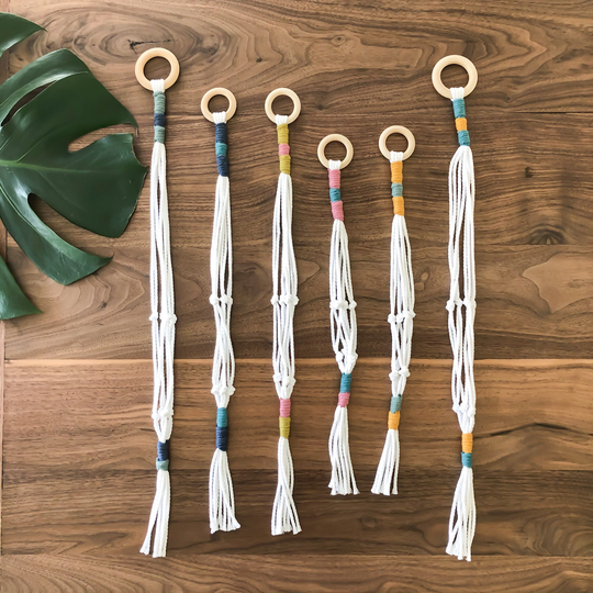 Small Colorblock Macrame Plant Hanger, Minimalist Rope Planter, Succulent Hanger
