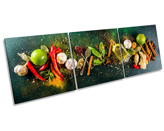 Herb Spices Ingredients Kitchen Picture Canvas Wall Art Three Panel Print