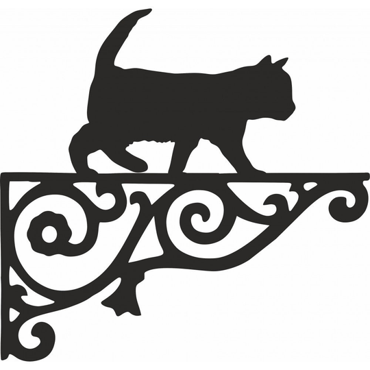 Kitten Ornamental Hanging Bracket - Contemporary Basket Wall Mounted Decorative Garden Black