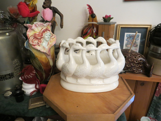 Swan Oval Planter, Lenwile Ardalt Artware Japan, Vintage Porcelain