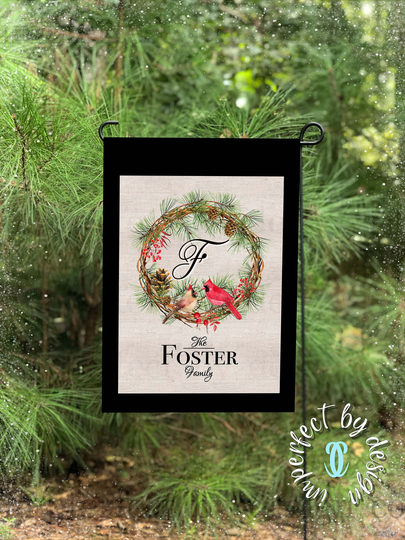 Winter Cardinal Flag, Personalized Christmas Garden Home Décor, Outdoor Seasonal Yard, Double Sided Holiday Flag