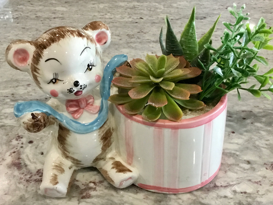 Vintage Teddy Bear Baby Planter, Nursery Gift