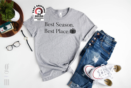 Thanksgiving Shirt, Best Season Place Fall T-Shirt, Autumn Shirt Women, Plus Size, 4xl, 5xl