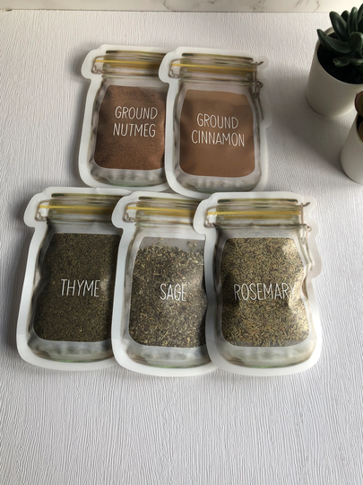 Personalised Spice Pouch/Bag Jar Zip Lock Air Tight Food Storage | Spices Organise