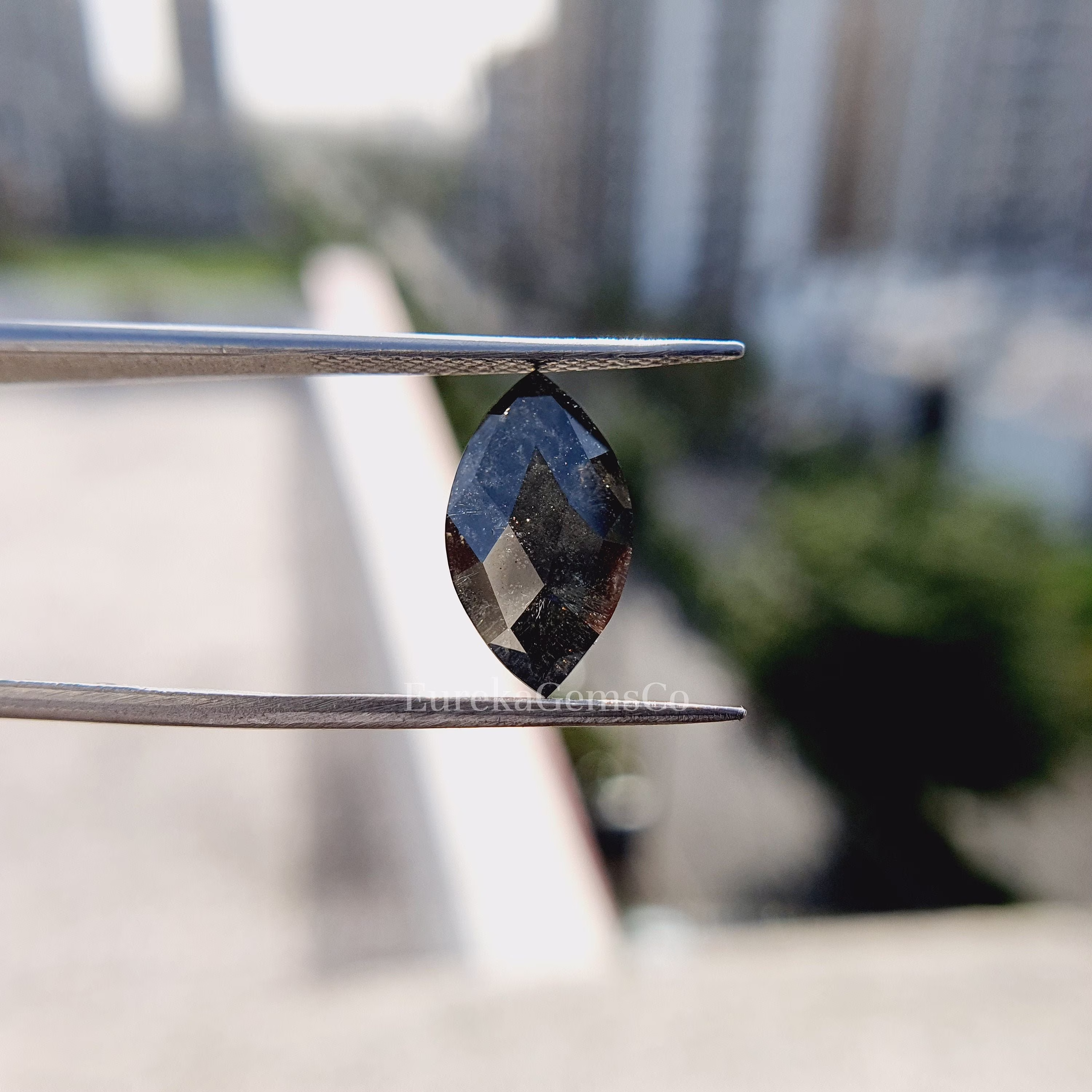 Classic Marquise Cut Salt & Pepper Loose Moissanite Stone Solitaire Grey Diamond For Engagement Ring Handmade Custom Vintage