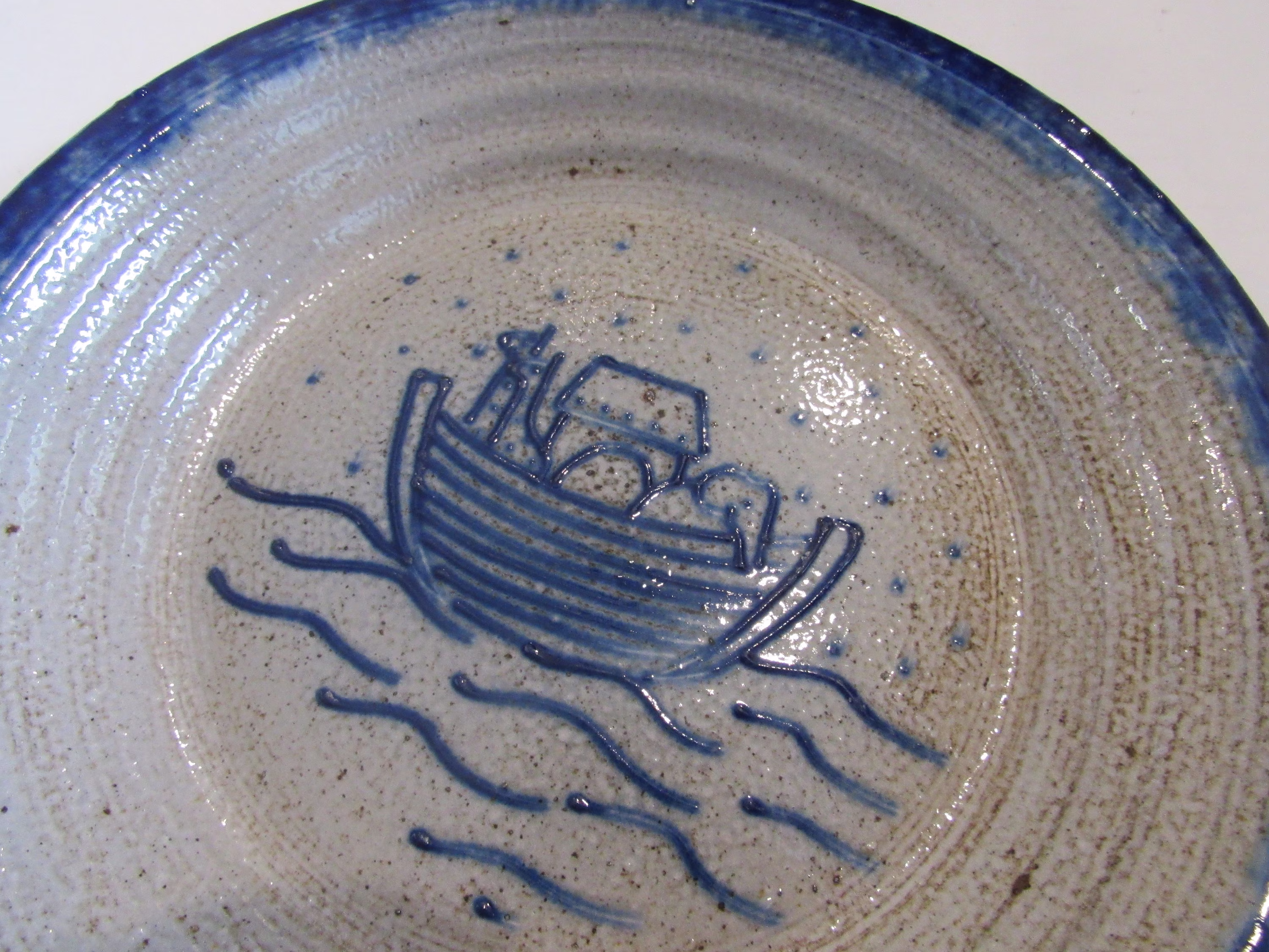 Vintage David Eldreth Pottery Salt Glaze~Noah's Ark Baby Toddler Juvenile Collectible Keepsake