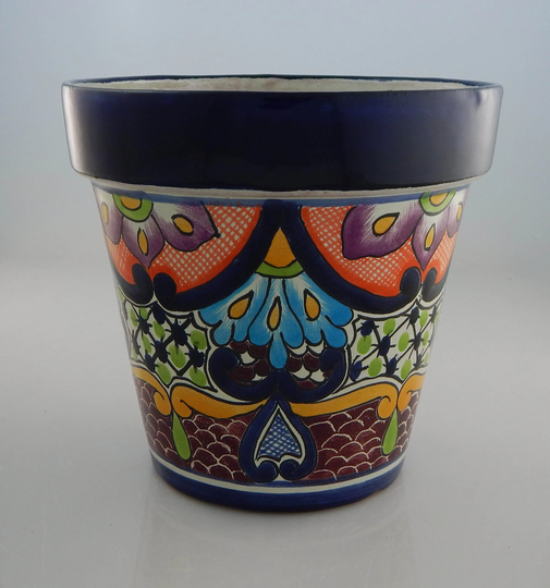 Mexican Ceramic Flower Pot Planter Folk Art Pottery Handmade Talavera # 18