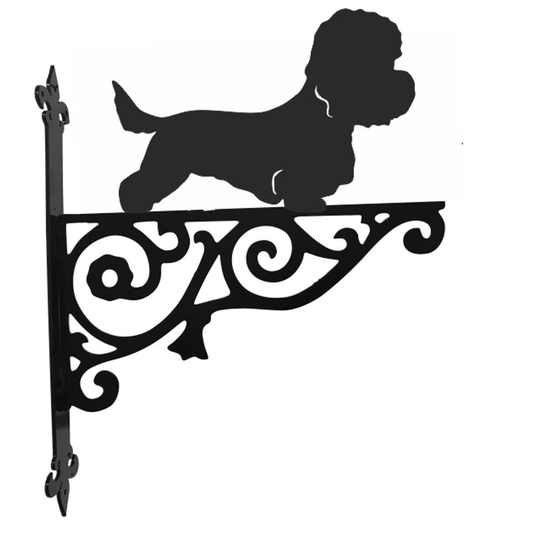 Dandie Dinmont Ornamental Hanging Bracket - Contemporary Basket Wall Mounted Decorative Garden Black