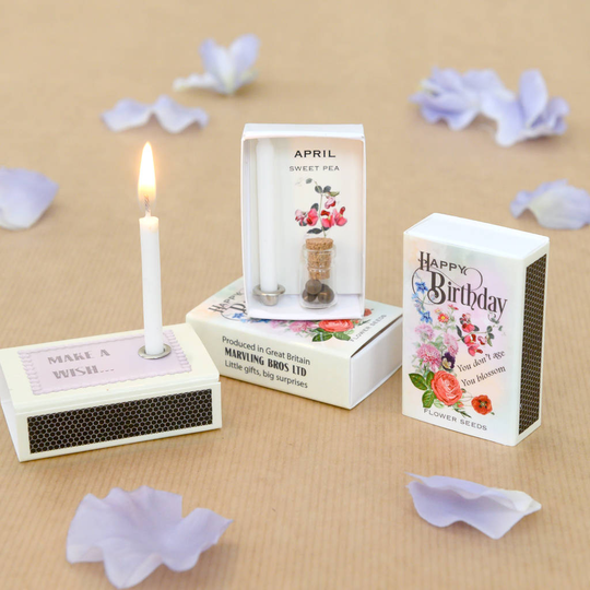 April Birth Flower Sweet Pea Seeds And Birthday Candle