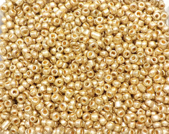 Glass Seed Round Beads Size 8/0, Gold Coloured Beads, Tiny Embroidery Jewelry Supplies, 3mm | Ø 0.9mm - 980Pcs/20G