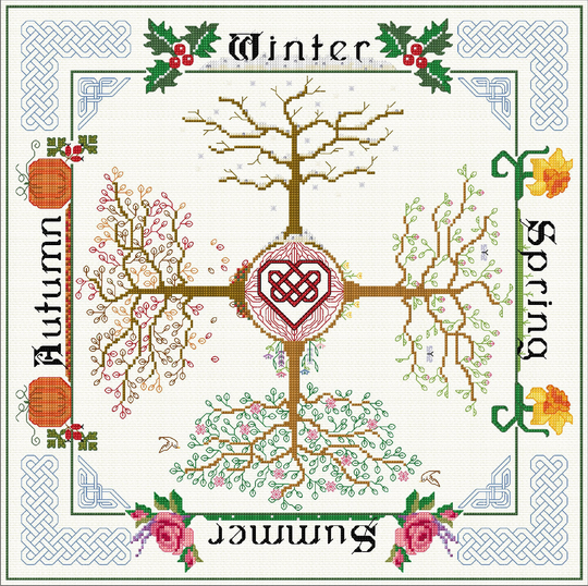 4 Seasons in Cross Stitch & Blackwork Embroidery
