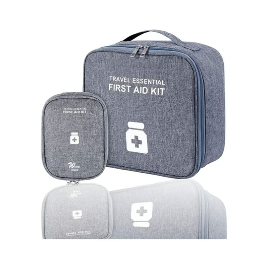 Portable First Aid Kit Box 2 Pieces Portable Medical Emergency Kit Empty Travel Medicine Kit for Car,Hiking,Sport,Home(Grey)