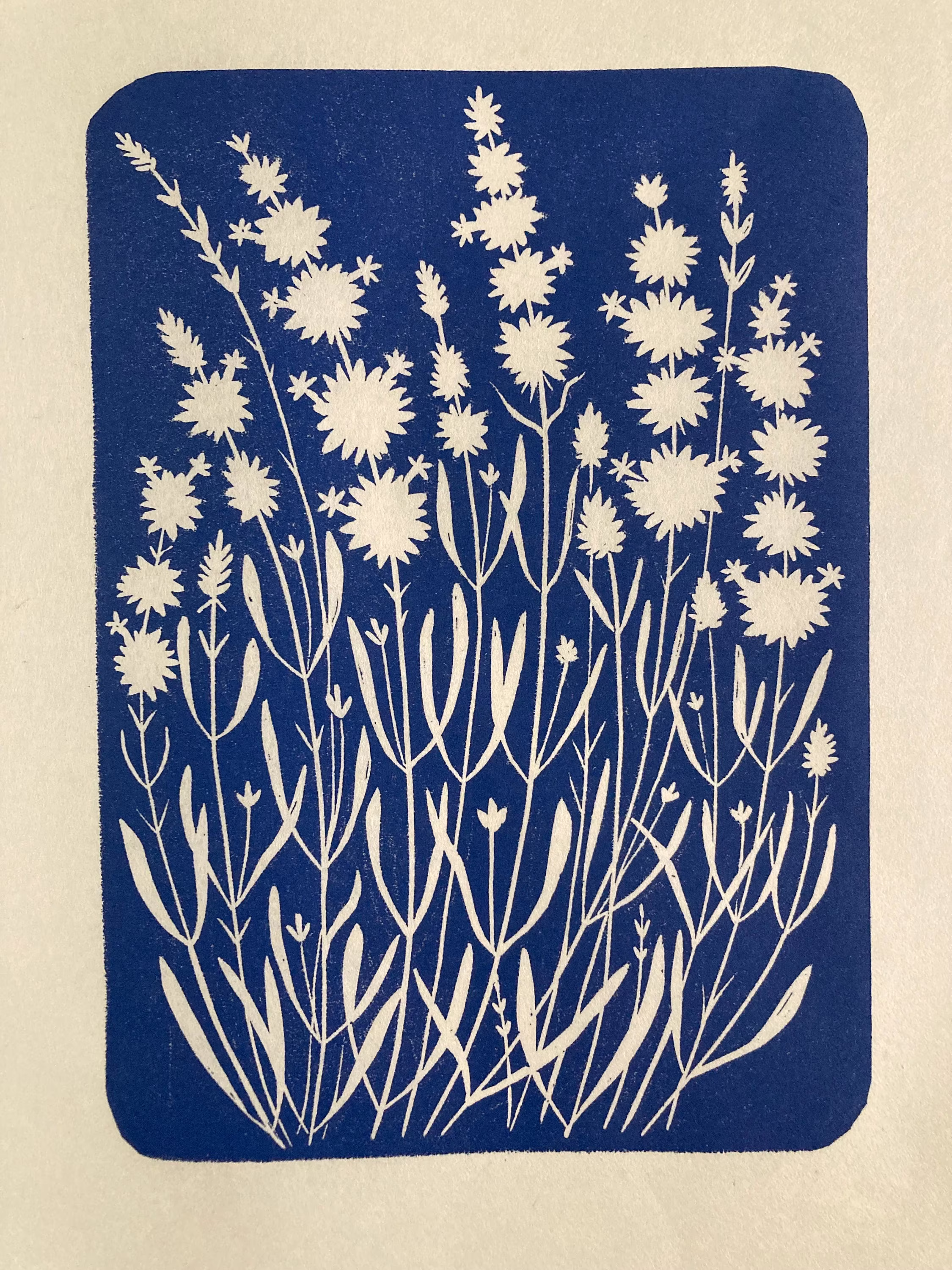 Original Linocut Print, "Lavender