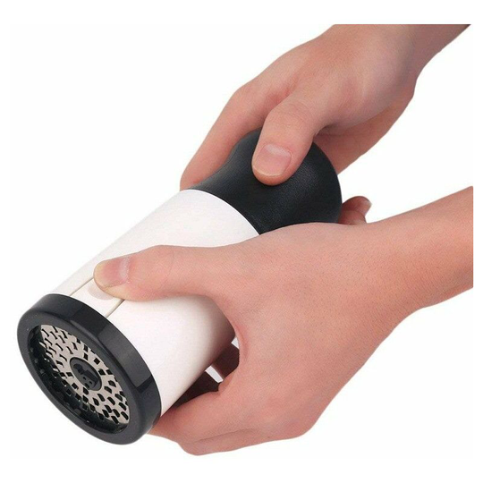 Parmesan cheese chopper / grater, 2 in 1, with spare cutting discs, 7.5 x 7.5 x 13.4 cm, stainless steel/plastic, white/red