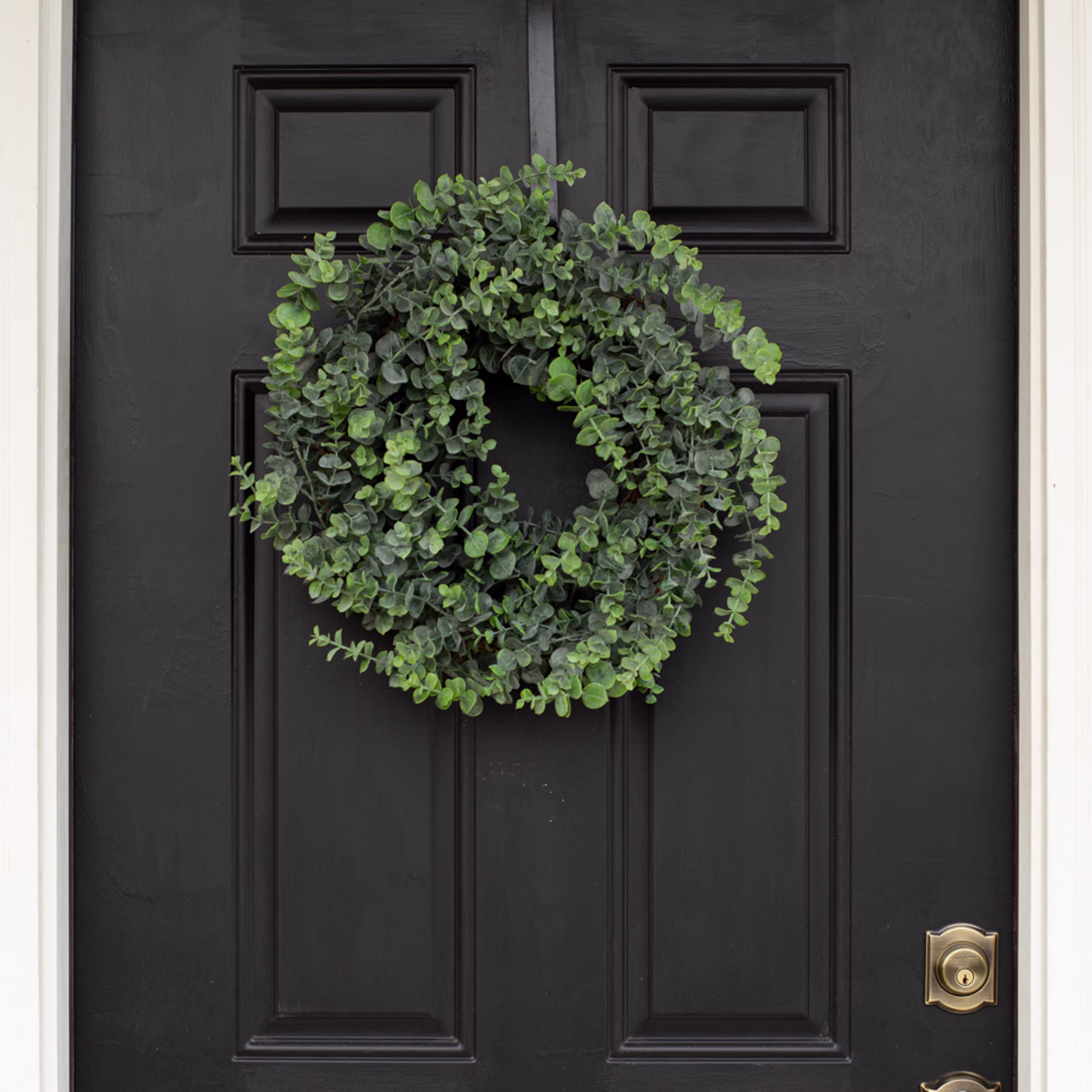 Dark Marbled Green Faux Eucalyptus Everyday All Seasons Front Door Wreath