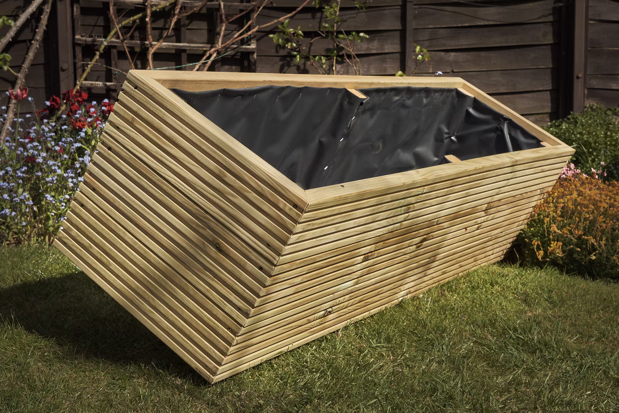 Rectangle Decking Planter 3 High Wooden/Garden
