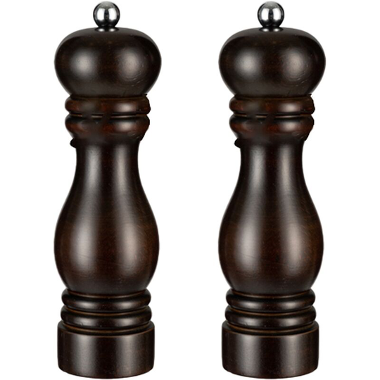Salt and Pepper Grinder Wooden Pepper Mill Grinder Salt Pepper Shakers with Adjustable Ceramic Rotor 2pcs brown